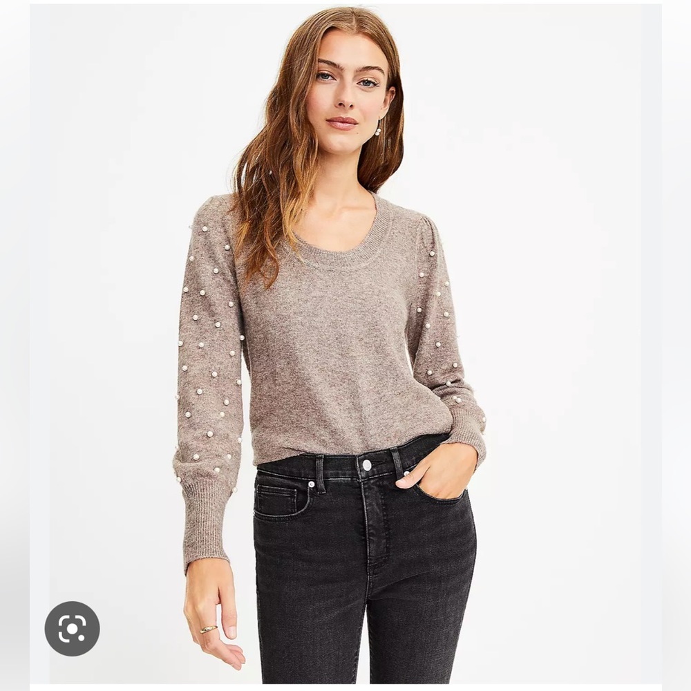 NEW LOFT Pearlized Sleeve Sweater